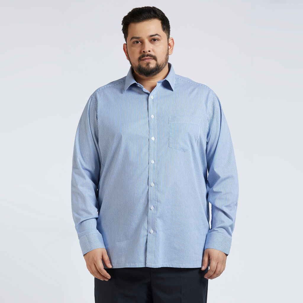 Plus Size Formal Shirt | 4XL - 10XL | 100% Cotton | Blue