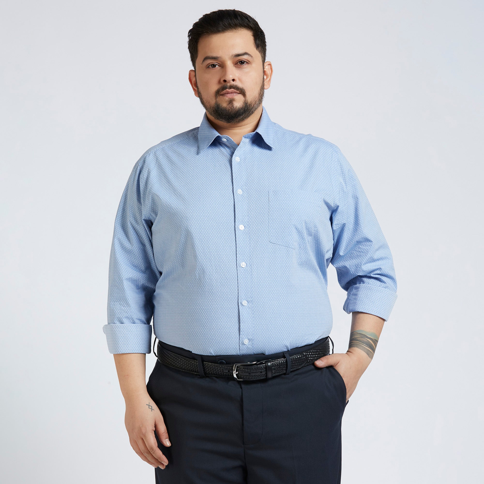 Plus Size Formal Shirt | 4XL - 10XL | 100% Cotton | Blue