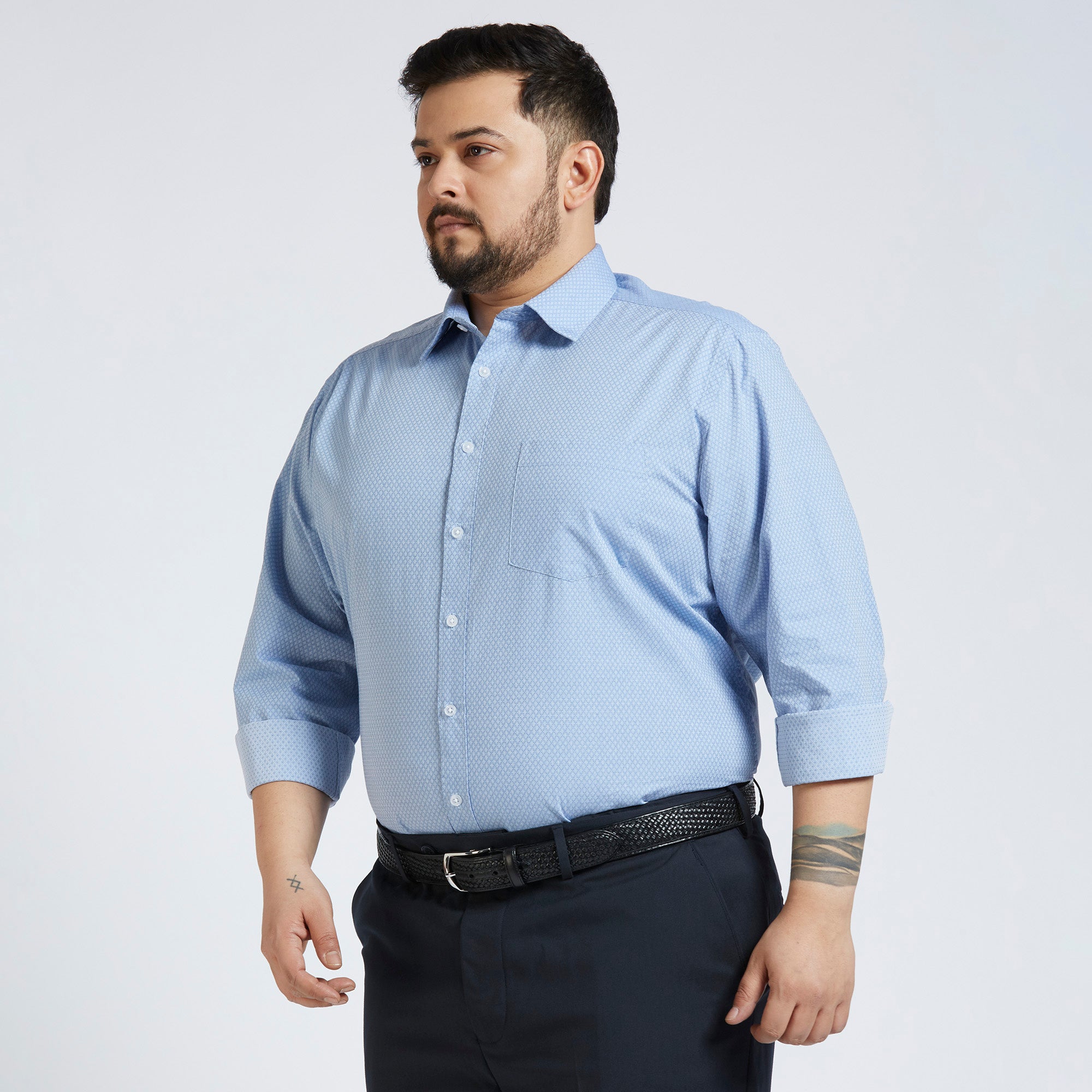 Plus Size Formal Shirt | 4XL - 10XL | 100% Cotton | Blue