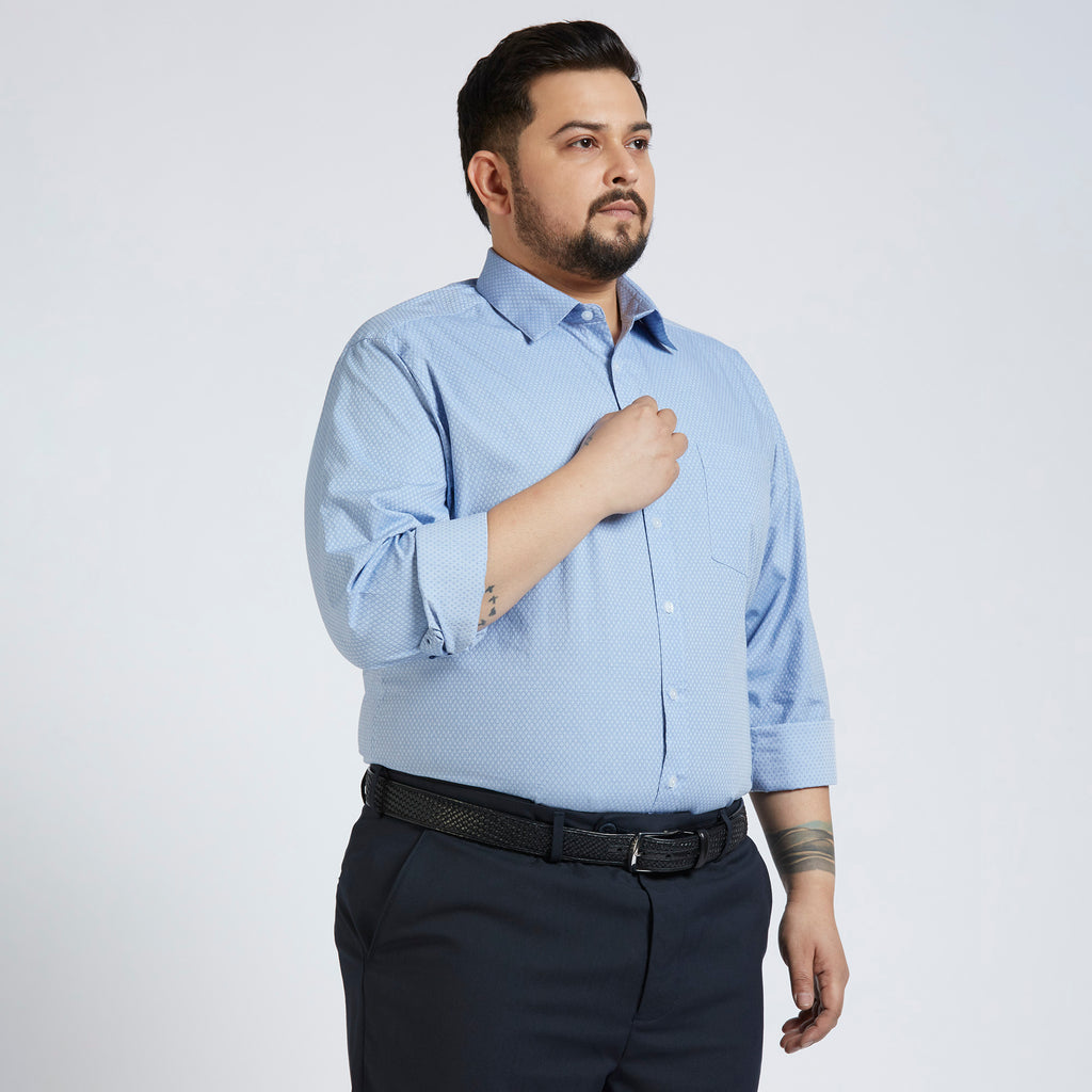 Plus Size Formal Shirt | 4XL - 10XL | 100% Cotton | Blue