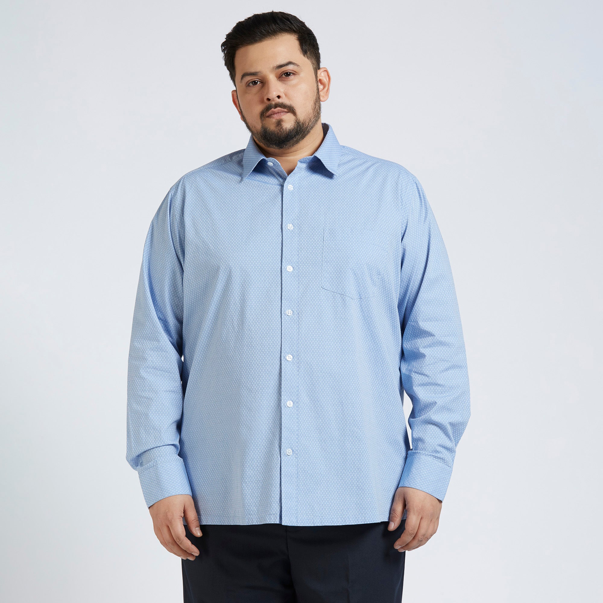 Plus Size Formal Shirt | 4XL - 10XL | 100% Cotton | Blue