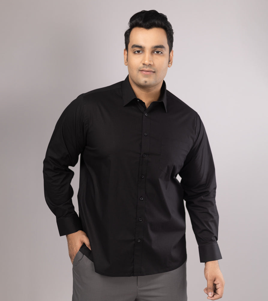 Plus Size Formal Shirt | 4XL - 10XL | 100% Cotton | Black