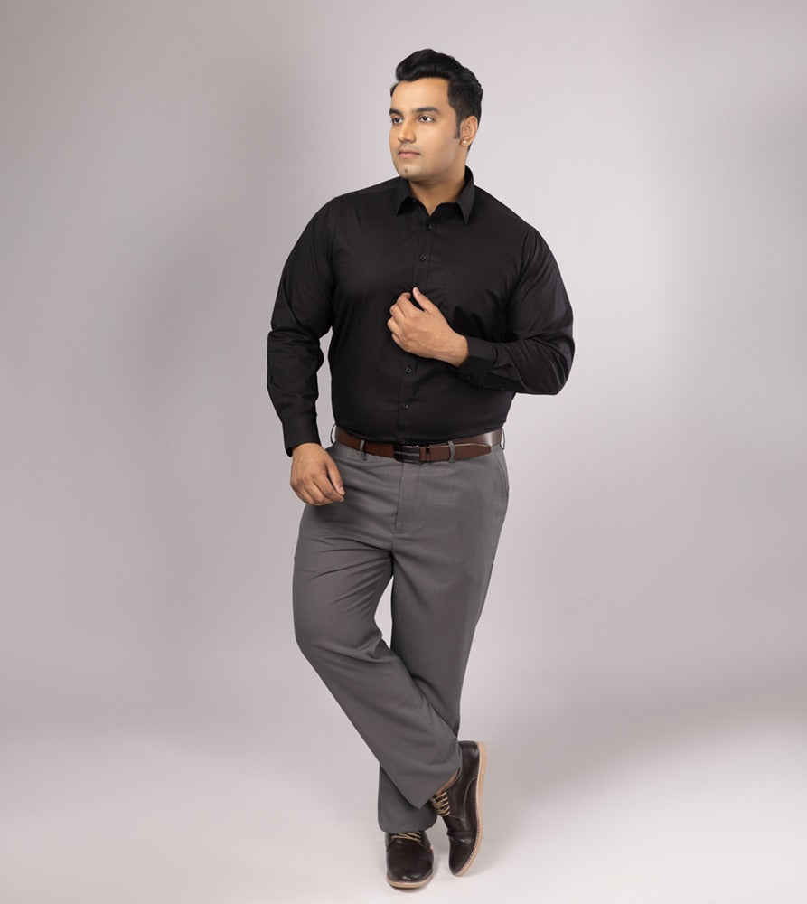 Plus Size Formal Shirt | 4XL - 10XL | 100% Cotton | Black