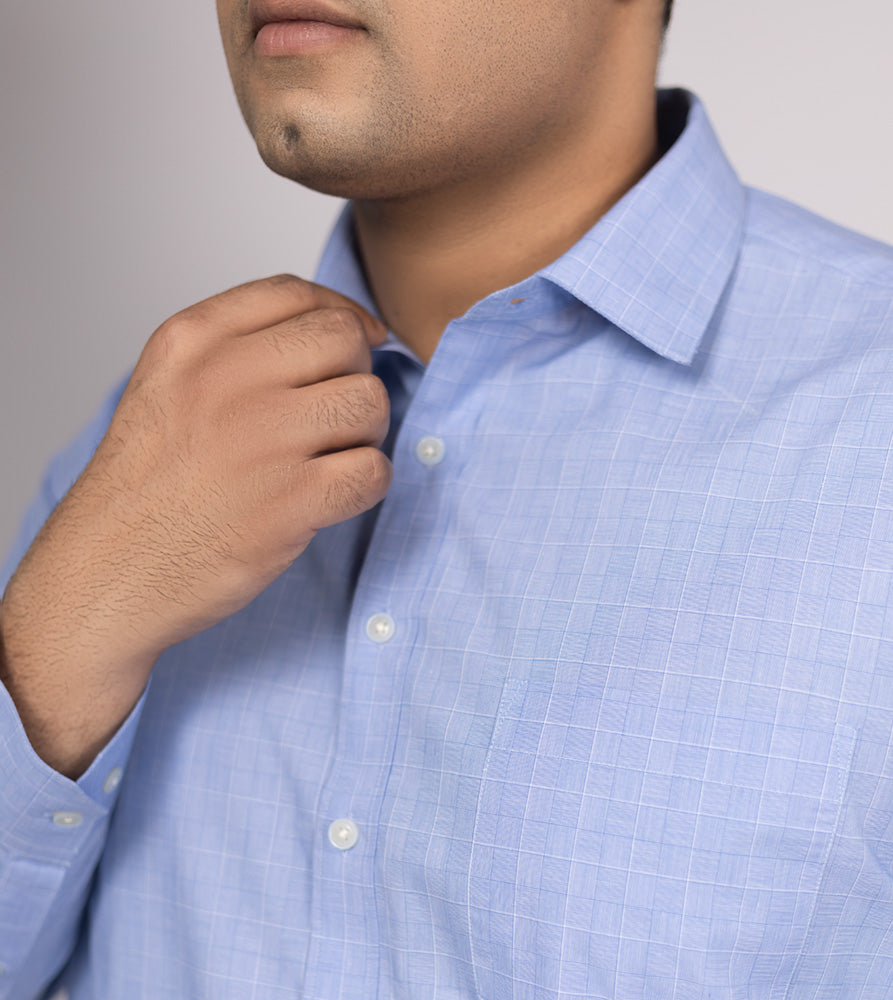 Plus Size Formal Shirt | 4XL - 10XL | 100% Cotton | Sky Blue