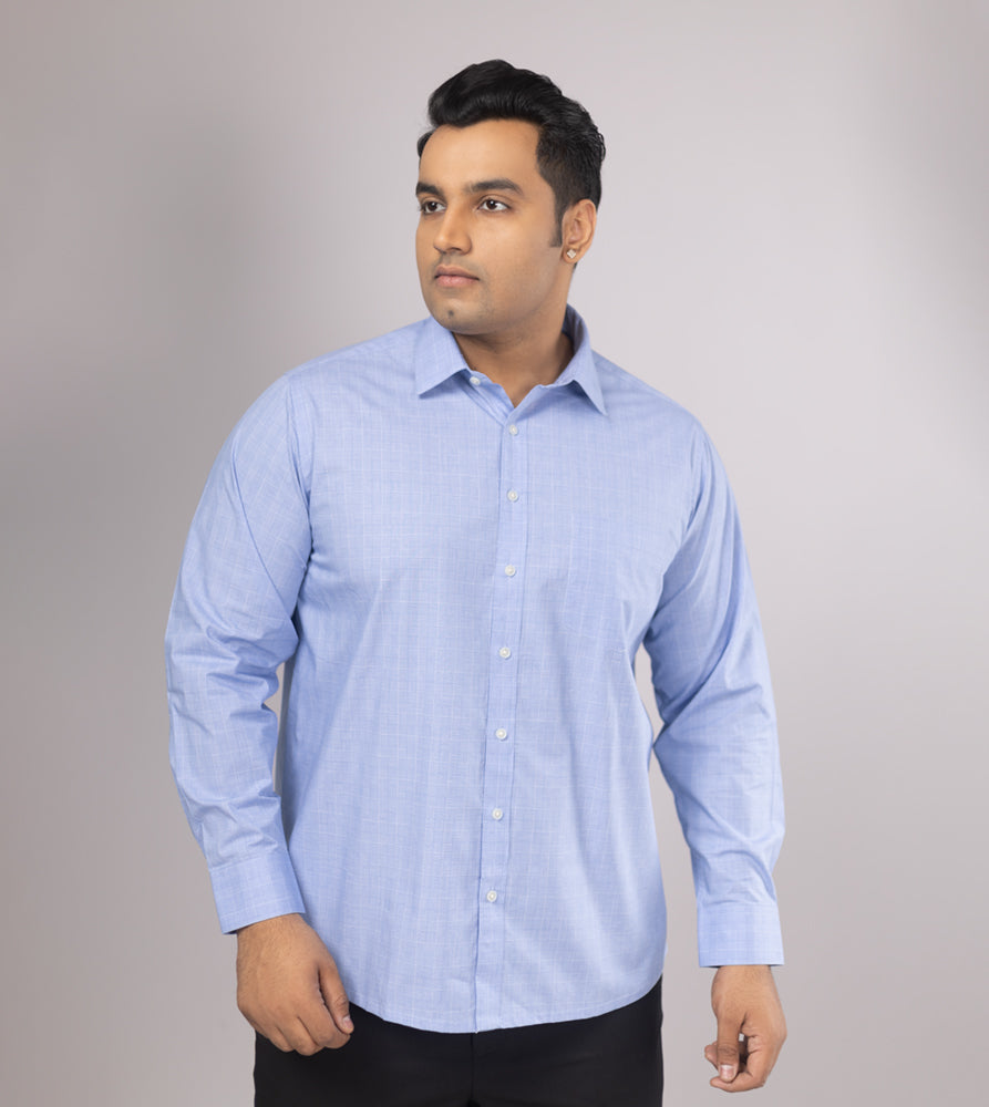 Plus Size Formal Shirt | 4XL - 10XL | 100% Cotton | Sky Blue