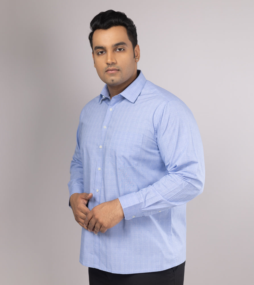 Plus Size Formal Shirt | 4XL - 10XL | 100% Cotton | Sky Blue