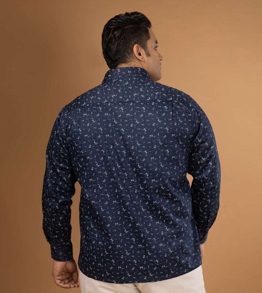 Sizeupp | Plus Size  Evening Shirt For Men | 4XL - 9XL | 100% Cotton | Print | Navy