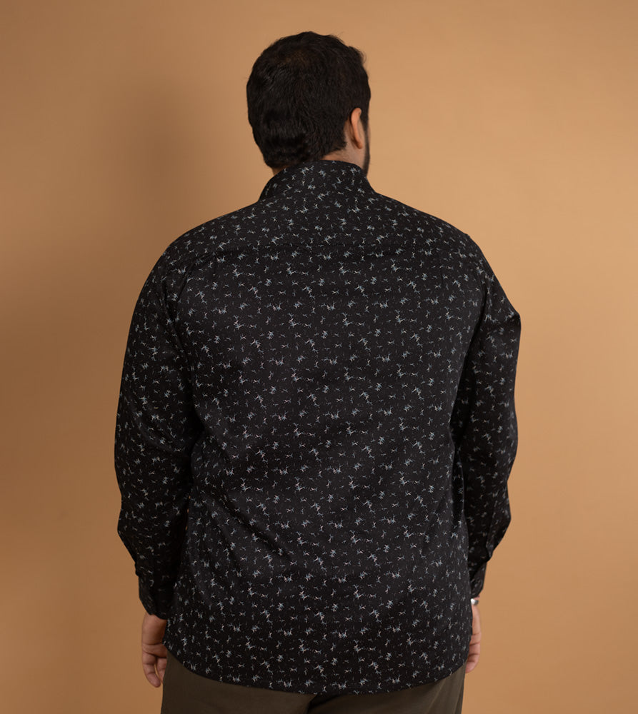 Sizeupp | Plus Size  Evening Shirt For Men | 4XL - 9XL | 100% Cotton | Print | Black