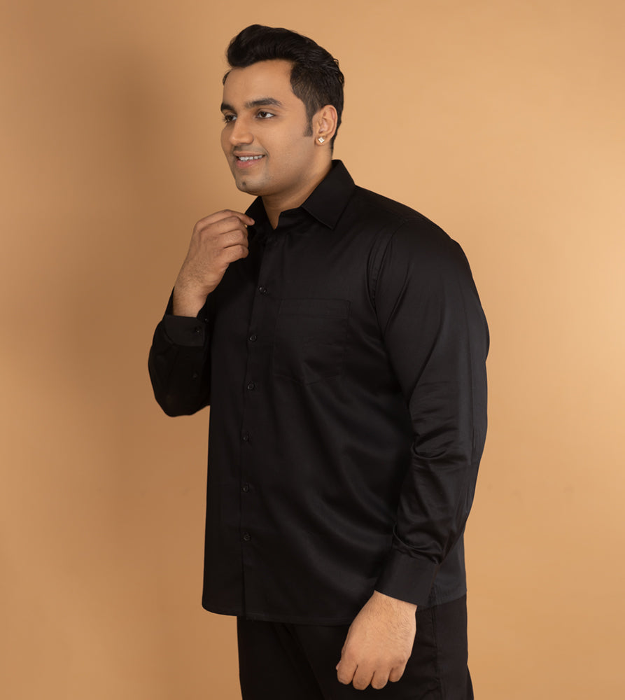 Sizeupp | Plus Size  Evening Shirt For Men | 4XL - 9XL | 100% Cotton | Solid | Black