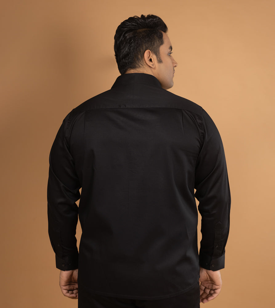 Sizeupp | Plus Size  Evening Shirt For Men | 4XL - 9XL | 100% Cotton | Solid | Black