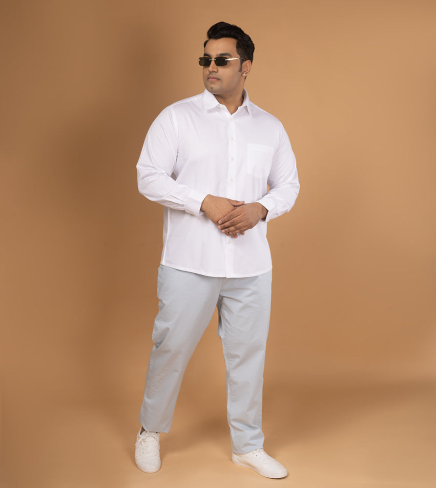 Sizeupp | Plus Size  Evening Shirt For Men | 4XL - 9XL | 100% Cotton | Solid | White