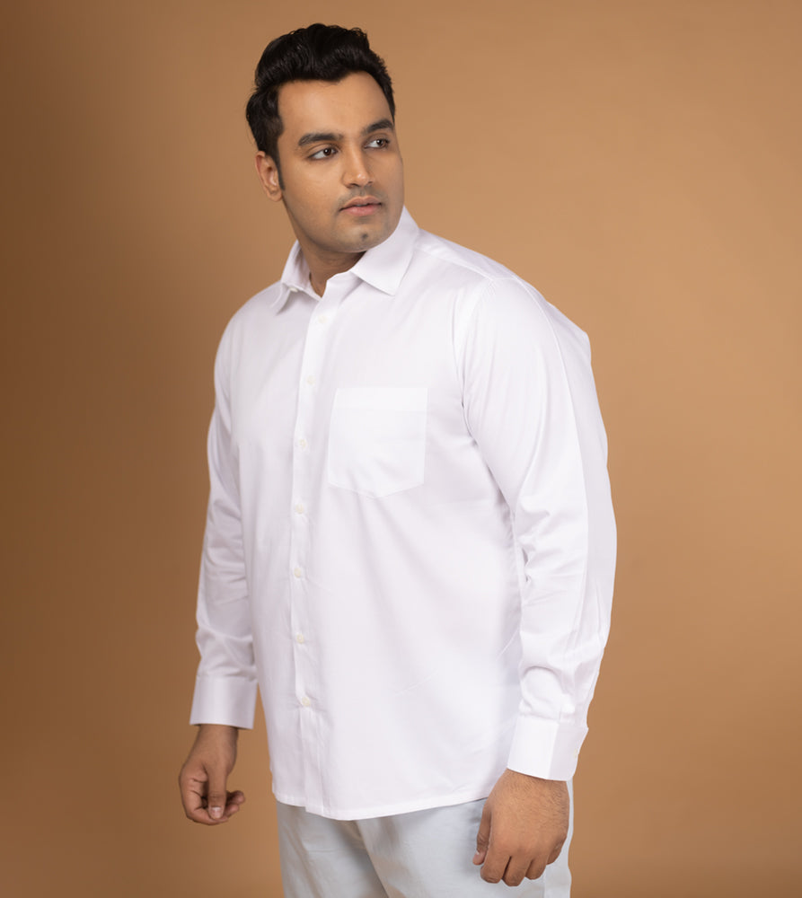 Sizeupp | Plus Size  Evening Shirt For Men | 4XL - 9XL | 100% Cotton | Solid | White