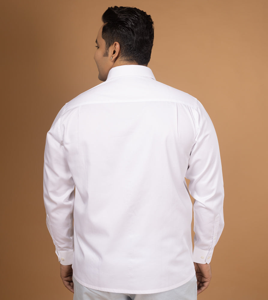 Sizeupp | Plus Size  Evening Shirt For Men | 4XL - 9XL | 100% Cotton | Solid | White
