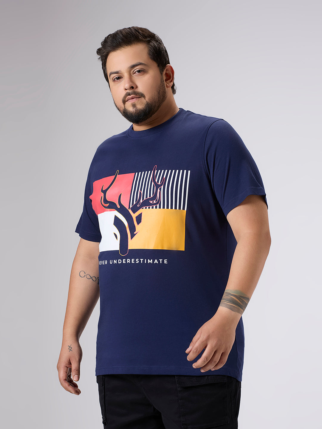 Plus Size Graphic T-Shirt | 4XL-10XL | 100% Cotton | Navy