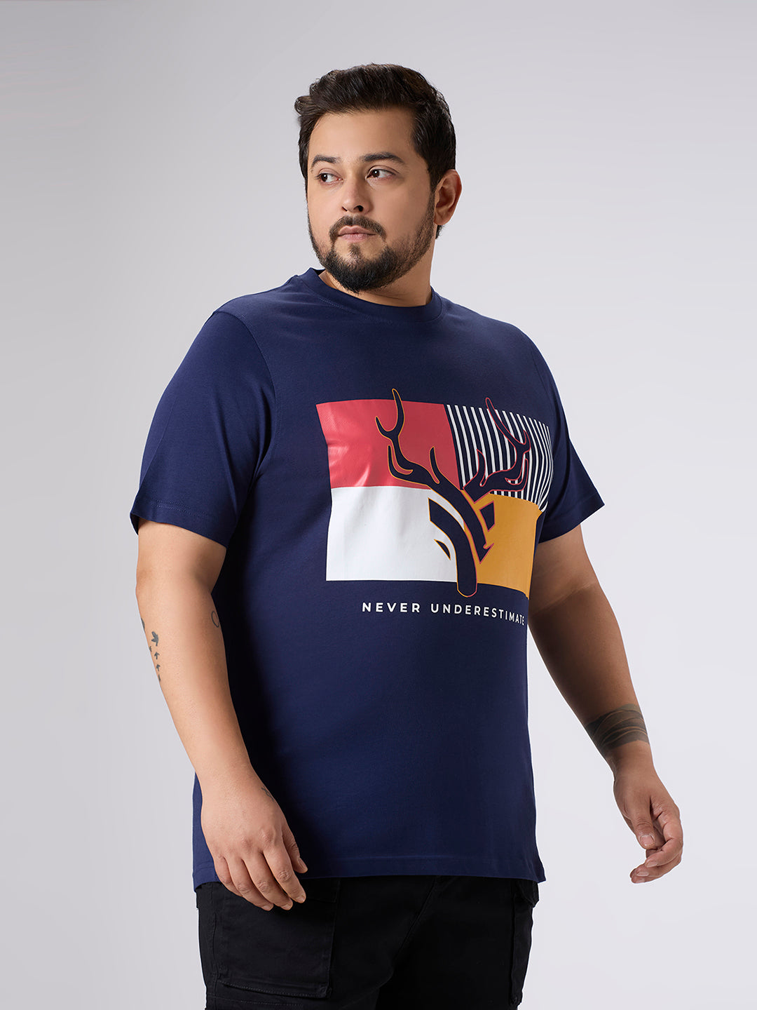 Plus Size Graphic T-Shirt | 4XL-10XL | 100% Cotton | Navy