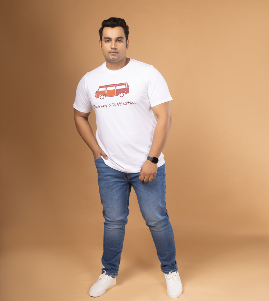 Plus Size Graphic T-Shirt | 4XL - 10XL | 100% Cotton | White