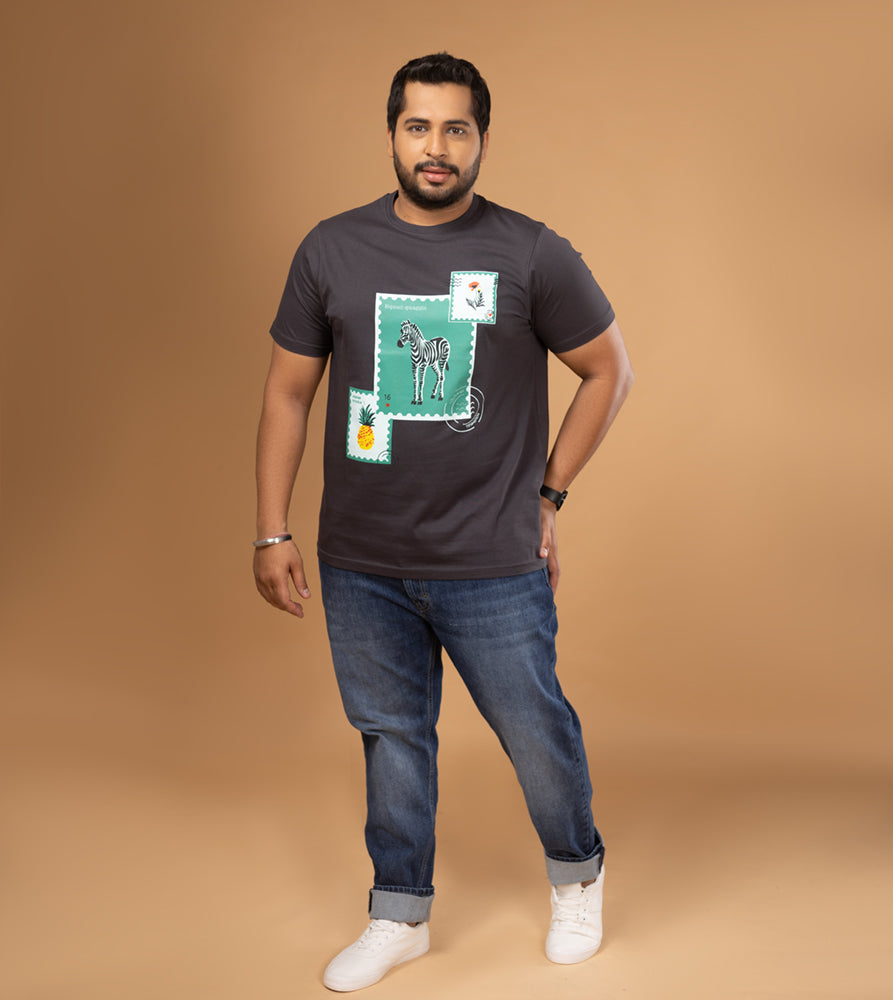 Plus Size Graphic T-Shirt | 4XL - 10XL | 100% Cotton | Grey