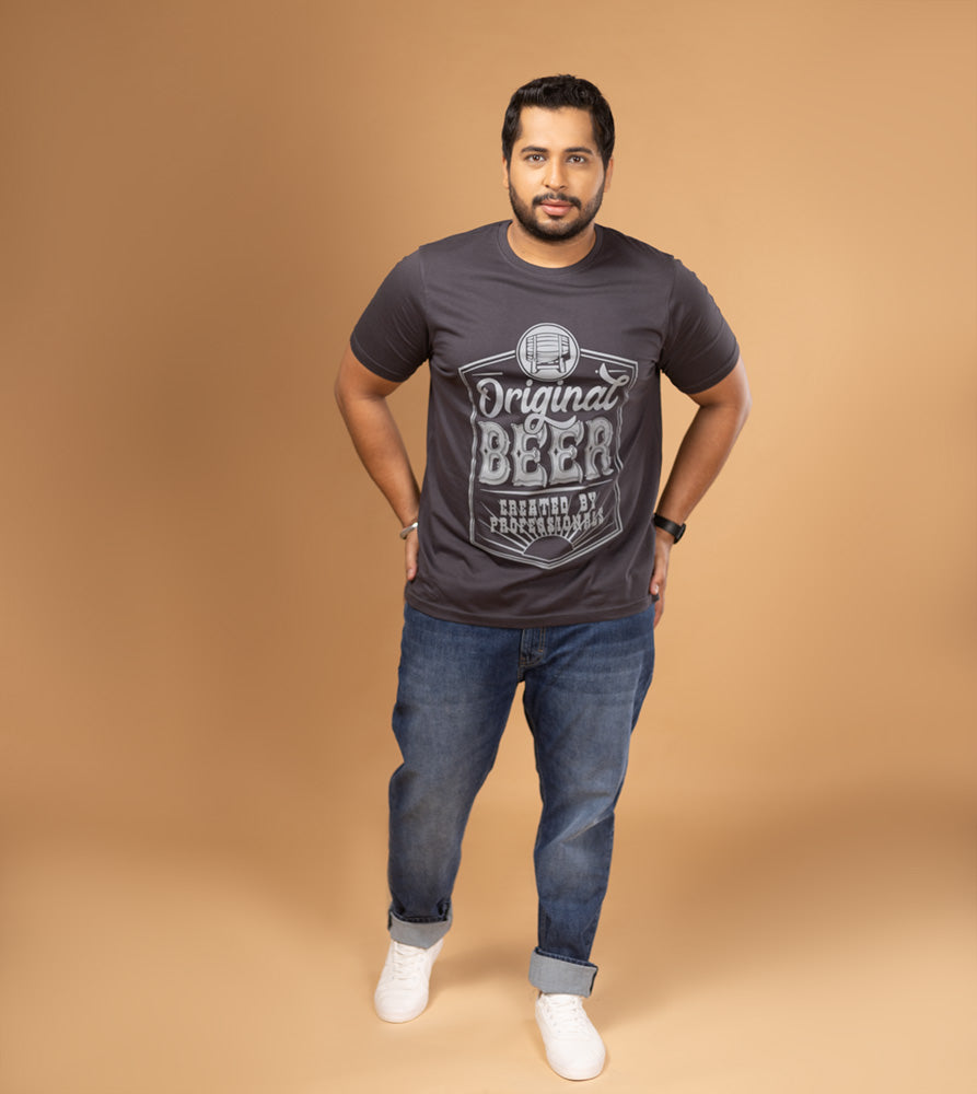 Plus Size Graphic T-Shirt | 4XL - 10XL | 100% Cotton | Grey