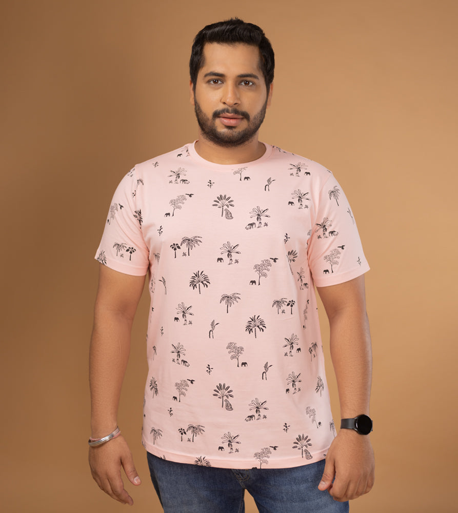 Plus Size Aop T-shirt | 4XL - 10XL | 100% Cotton | Pink