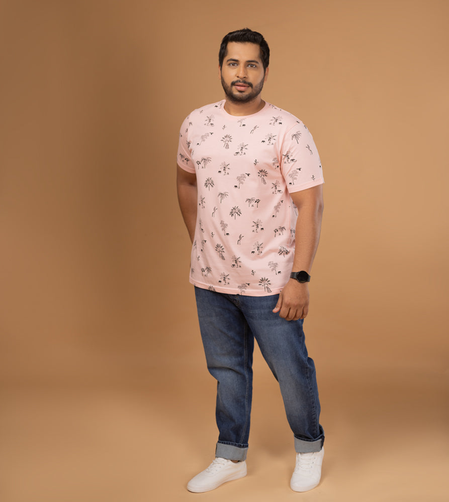 Plus Size Aop T-shirt | 4XL - 10XL | 100% Cotton | Pink