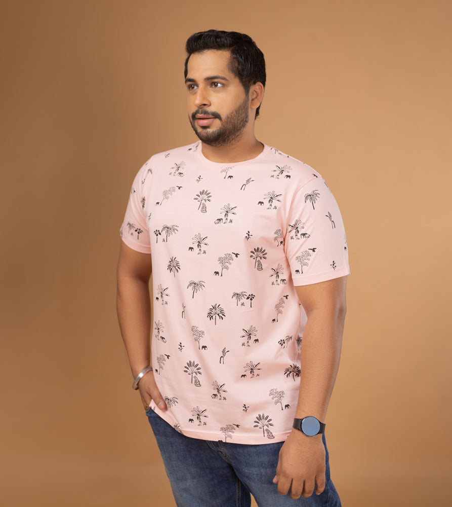 Plus Size Aop T-shirt | 4XL - 10XL | 100% Cotton | Pink