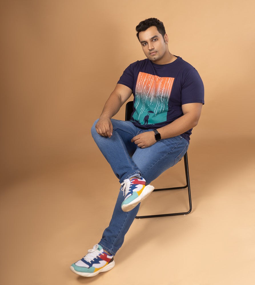 Plus Size Graphic T-Shirt | 4XL - 10XL | 100% Cotton | Navy