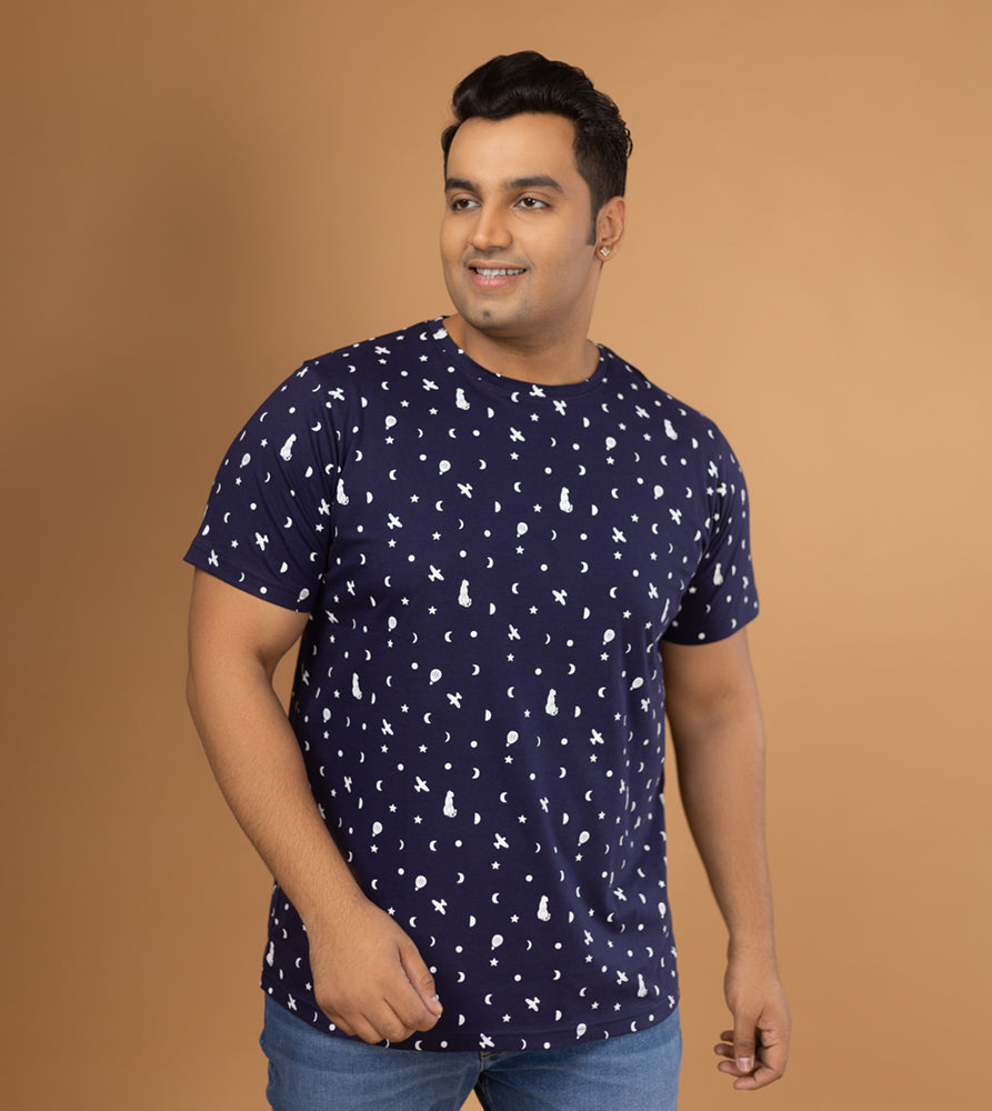 Plus Size Aop T-shirt | 4XL - 10XL | 100% Cotton | Navy