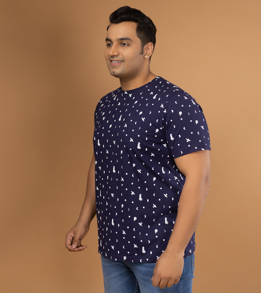 Plus Size Aop T-shirt | 4XL - 10XL | 100% Cotton | Navy