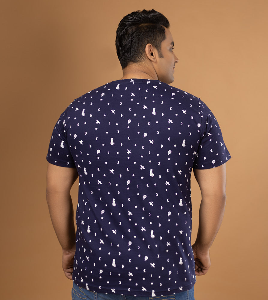 Plus Size Aop T-shirt | 4XL - 10XL | 100% Cotton | Navy