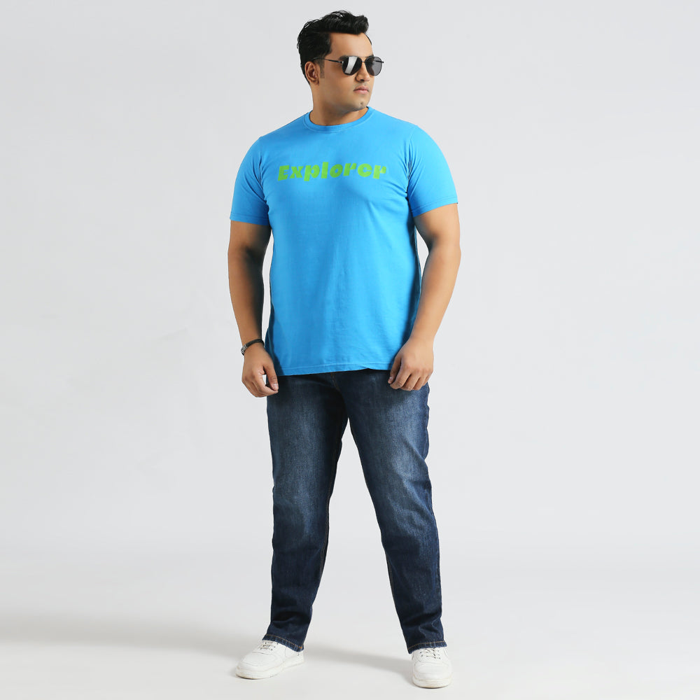 Plus Size Graphic T-Shirt | 4XL - 10XL | 100% Cotton | Blue
