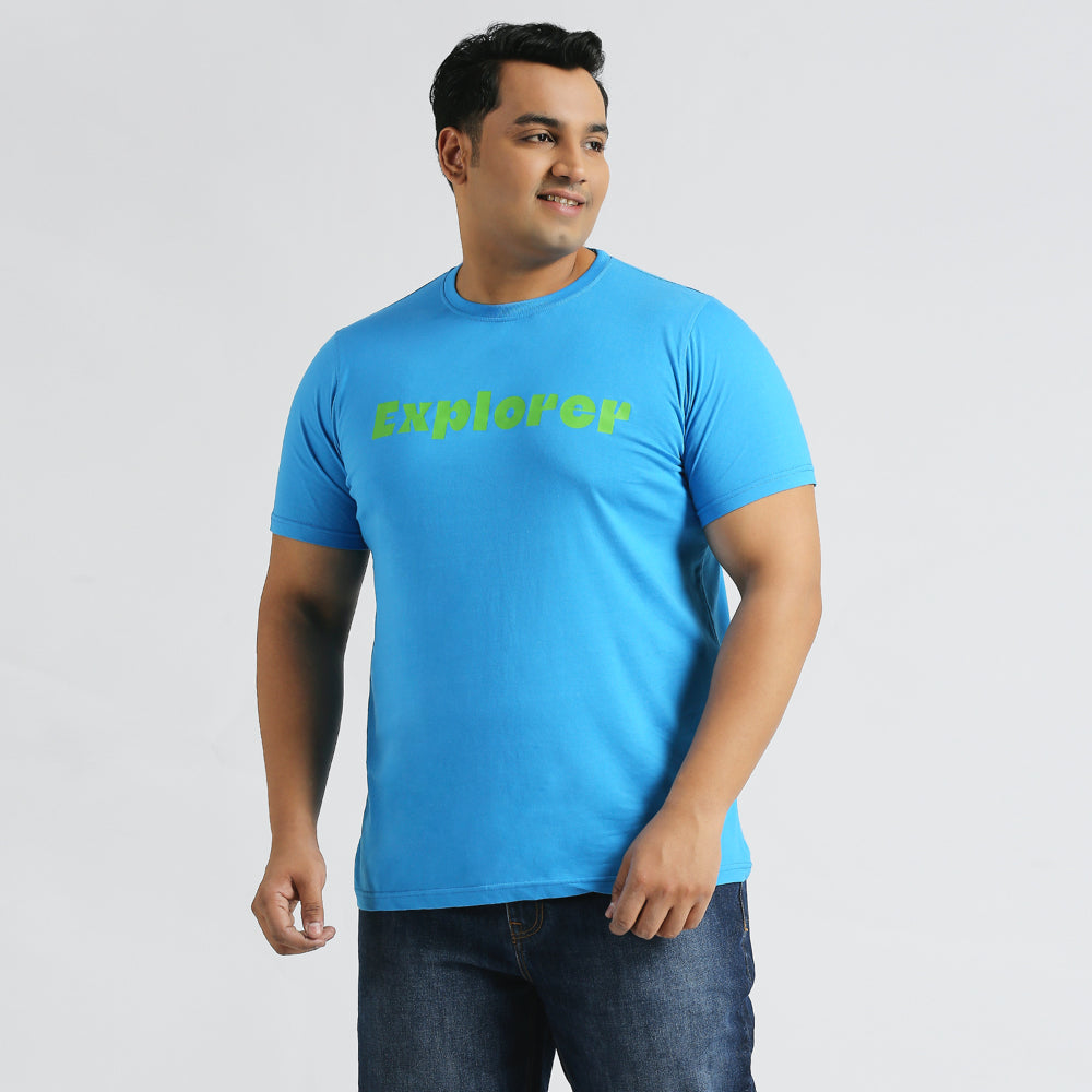 Plus Size Graphic T-Shirt | 4XL - 10XL | 100% Cotton | Blue