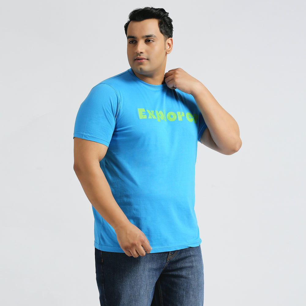 Plus Size Graphic T-Shirt | 4XL - 10XL | 100% Cotton | Blue