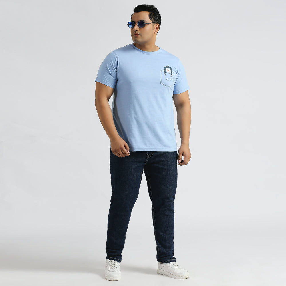 Plus Size Graphic T-Shirt | 4XL - 10XL | 100% Cotton | Blue