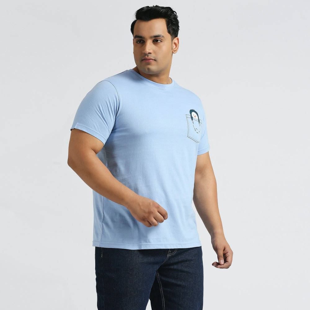 Plus Size Graphic T-Shirt | 4XL - 10XL | 100% Cotton | Blue