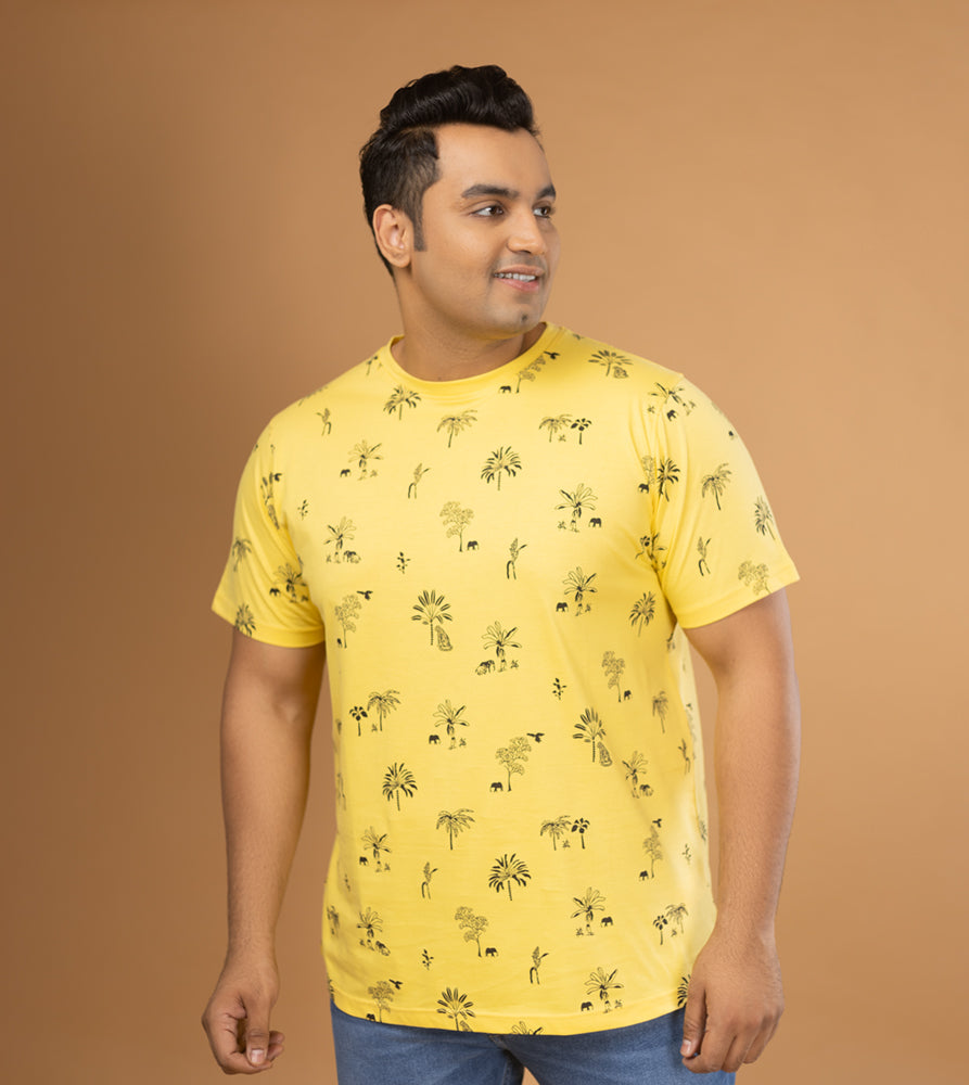 Plus Size Aop T-shirt | 4XL - 10XL | 100% Cotton | Yellow