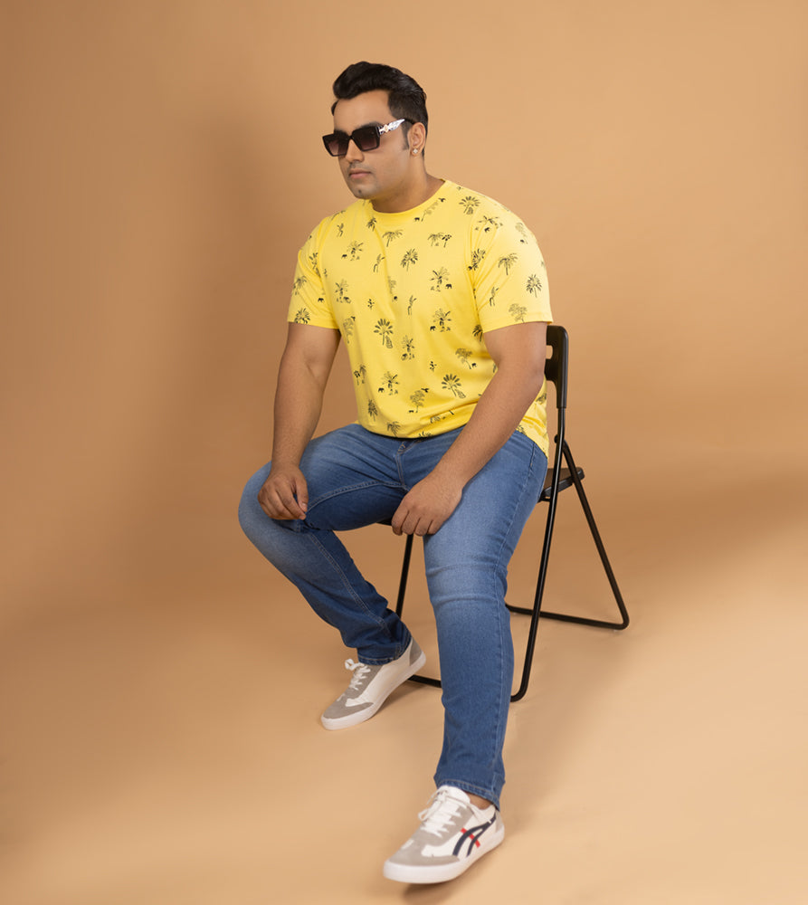 Plus Size Aop T-shirt | 4XL - 10XL | 100% Cotton | Yellow