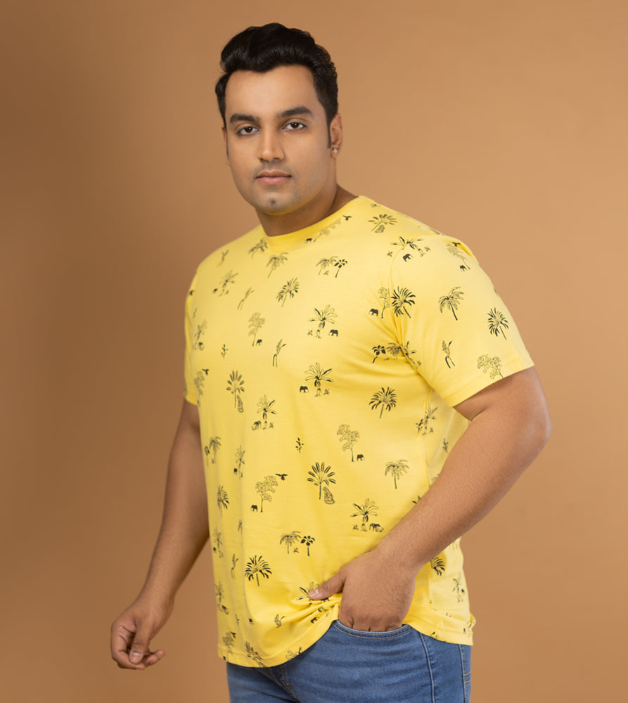 Plus Size Aop T-shirt | 4XL - 10XL | 100% Cotton | Yellow