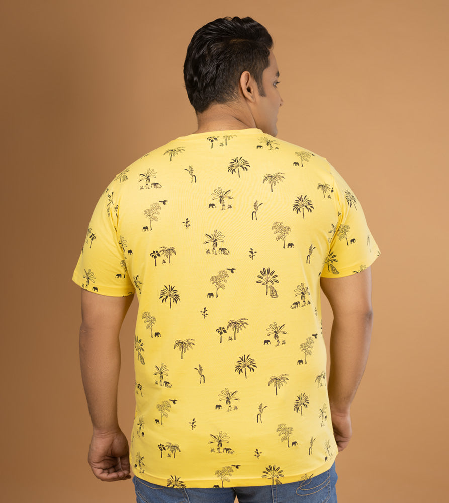 Plus Size Aop T-shirt | 4XL - 10XL | 100% Cotton | Yellow