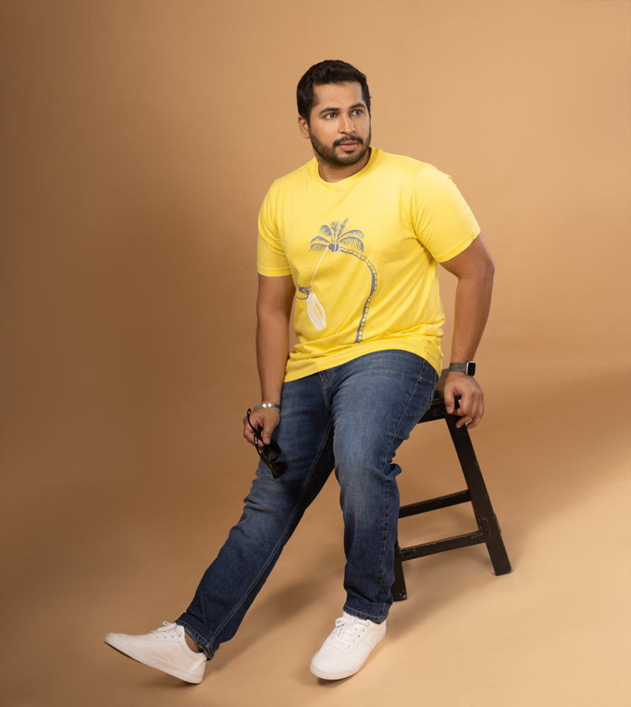 Plus Size Graphic T-Shirt | 4XL - 10XL | 100% Cotton | Yellow