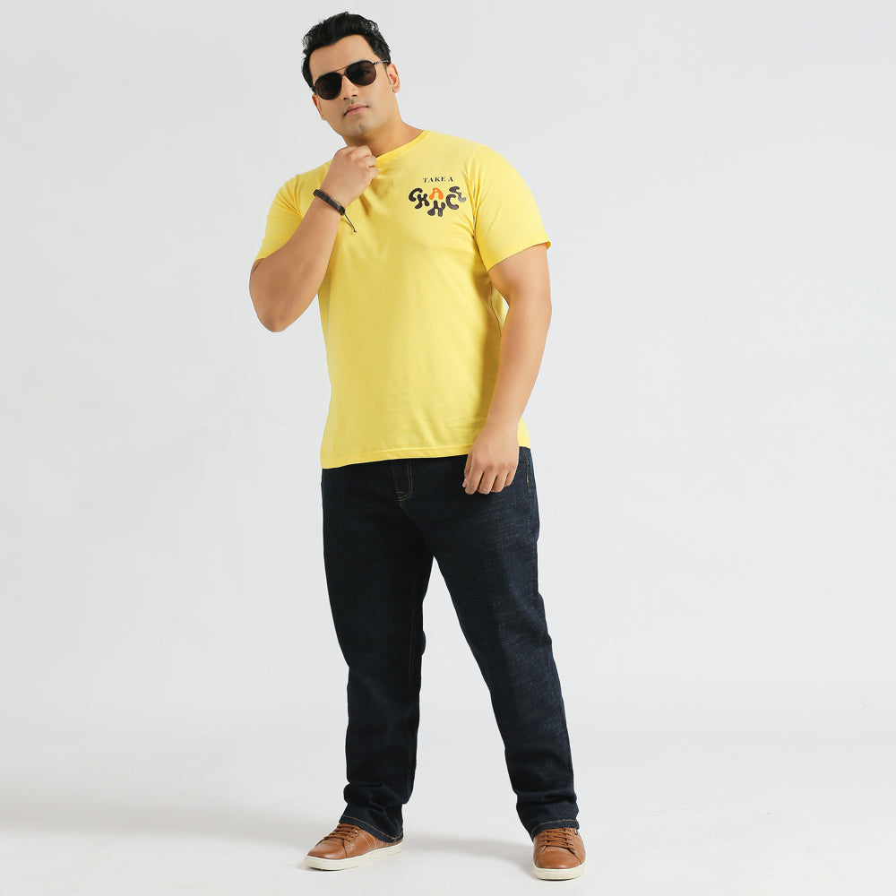 Plus Size Graphic T-Shirt | 4XL - 10XL | 100% Cotton | Yellow
