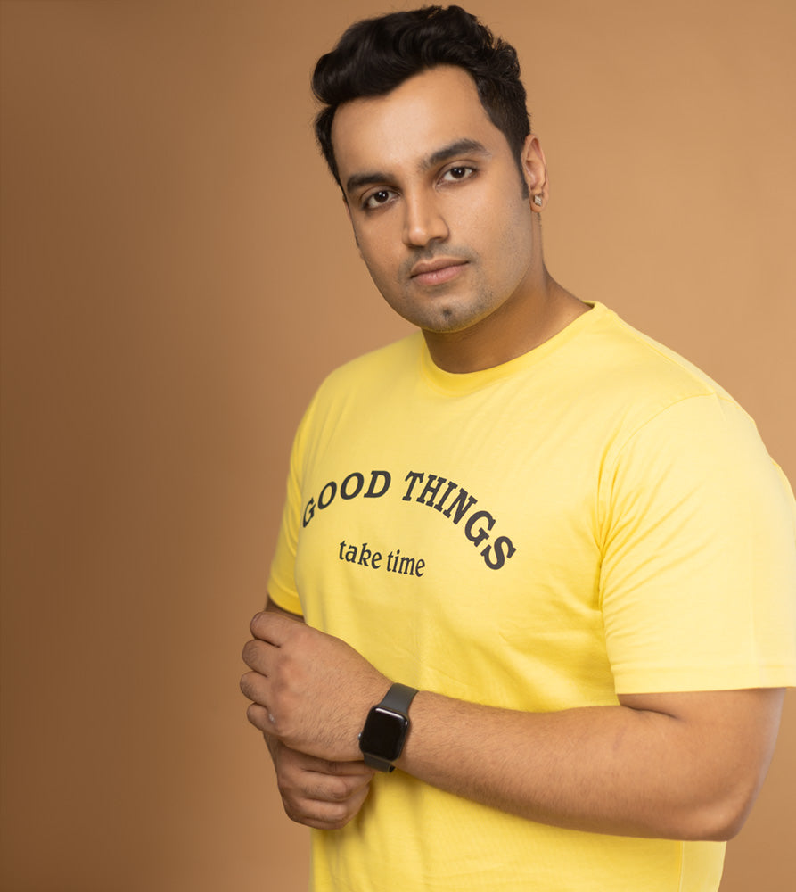 Plus Size Graphic T-Shirt | 4XL - 10XL | 100% Cotton | Yellow