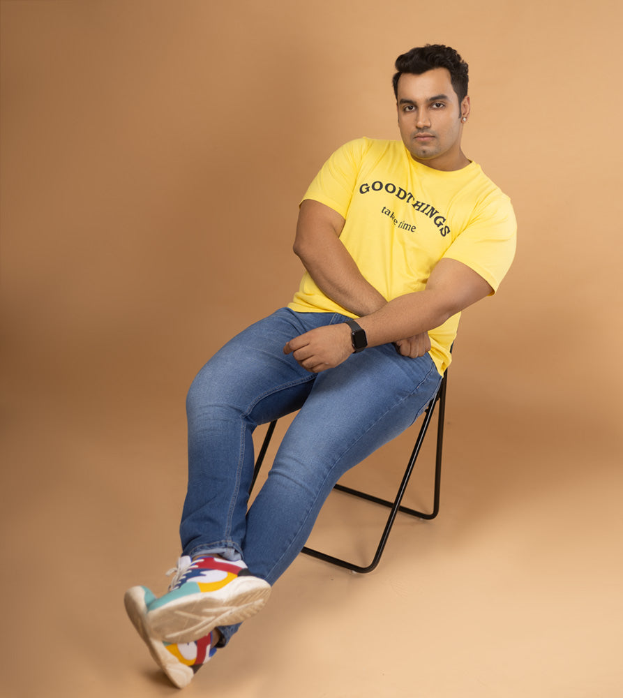 Plus Size Graphic T-Shirt | 4XL - 10XL | 100% Cotton | Yellow