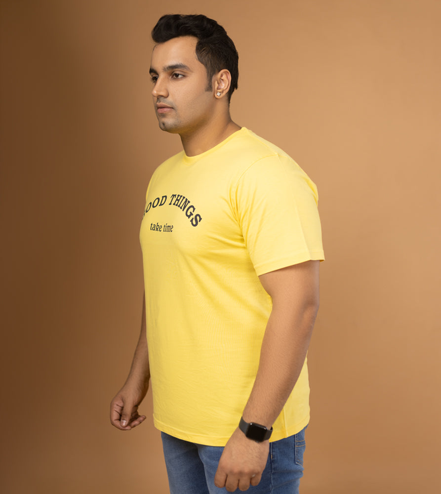 Plus Size Graphic T-Shirt | 4XL - 10XL | 100% Cotton | Yellow