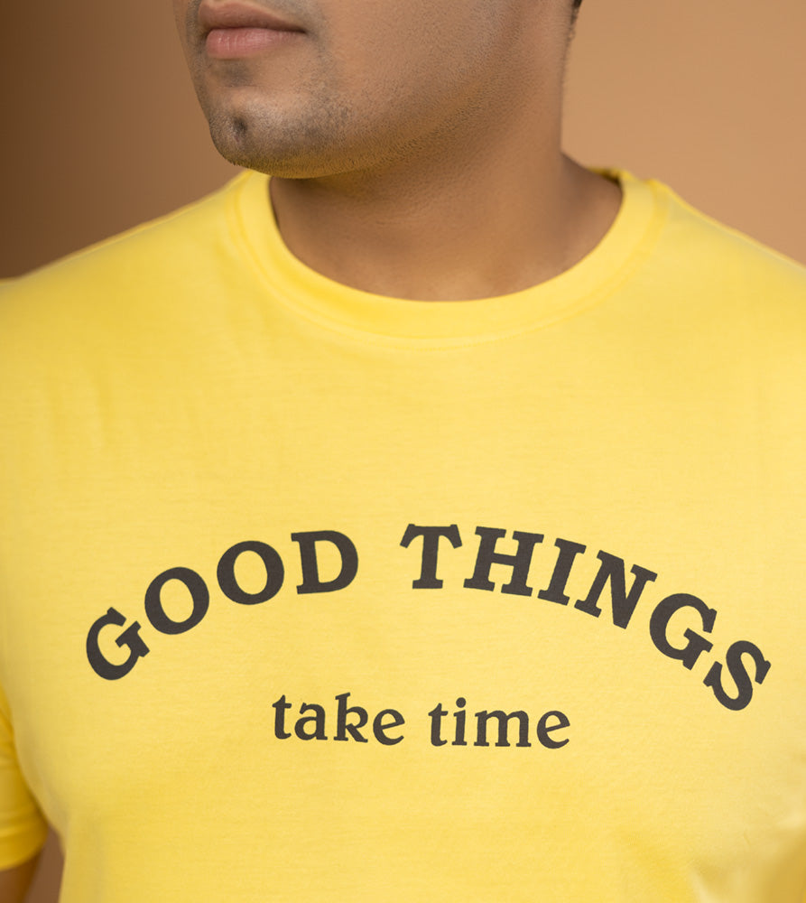 Plus Size Graphic T-Shirt | 4XL - 10XL | 100% Cotton | Yellow