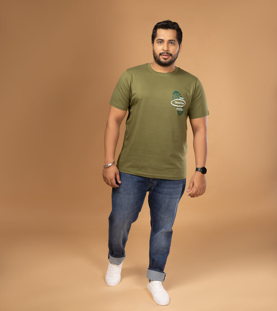 Plus Size Graphic T-Shirt | 4XL - 10XL | 100% Cotton | Olive