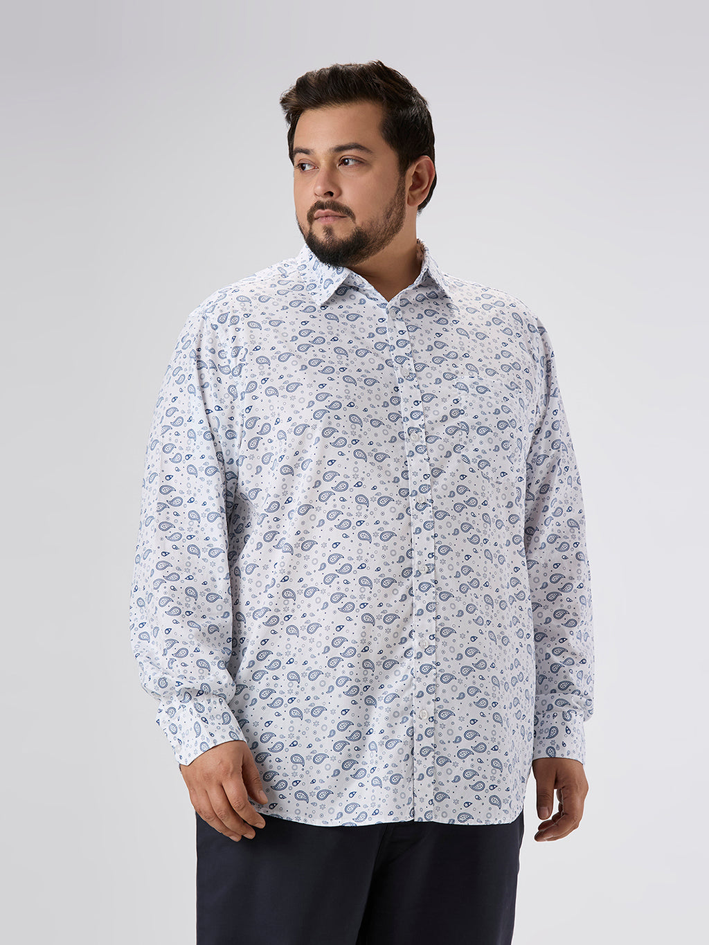 Plus Size Casual Shirt | 4XL-10XL | 100% Cotton | White