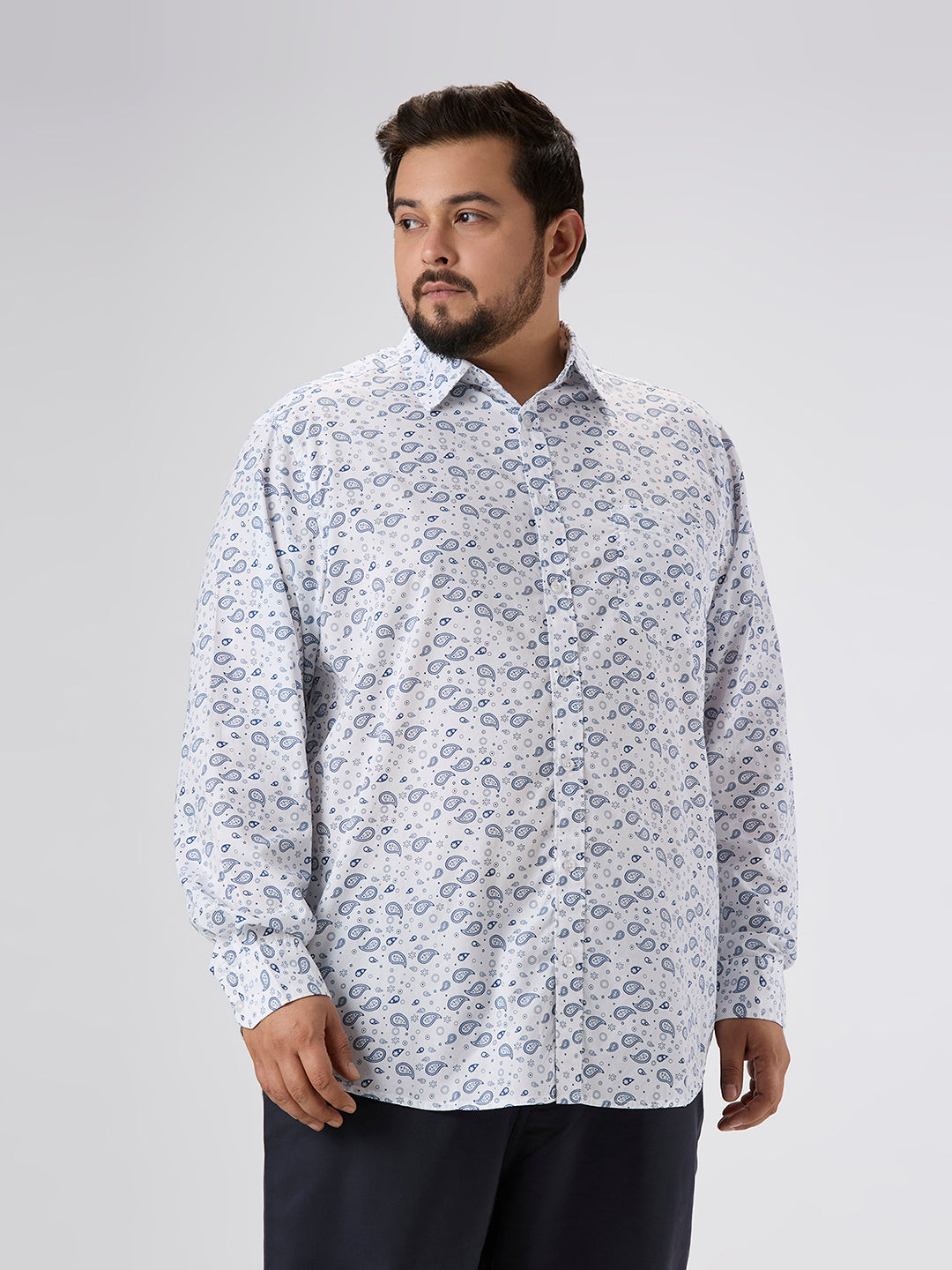 Plus Size Casual Shirt | 4XL-10XL | 100% Cotton | White