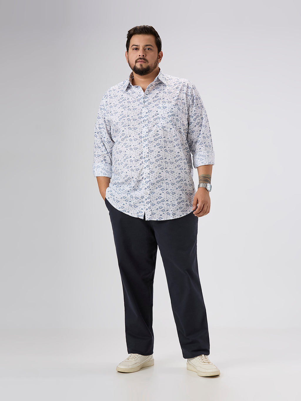 Plus Size Casual Shirt | 4XL-10XL | 100% Cotton | White