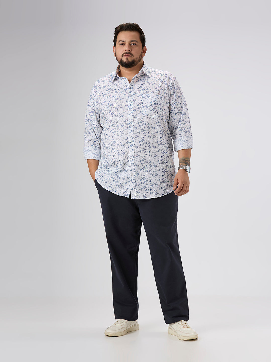 Plus Size Casual Shirt | 4XL-10XL | 100% Cotton | White