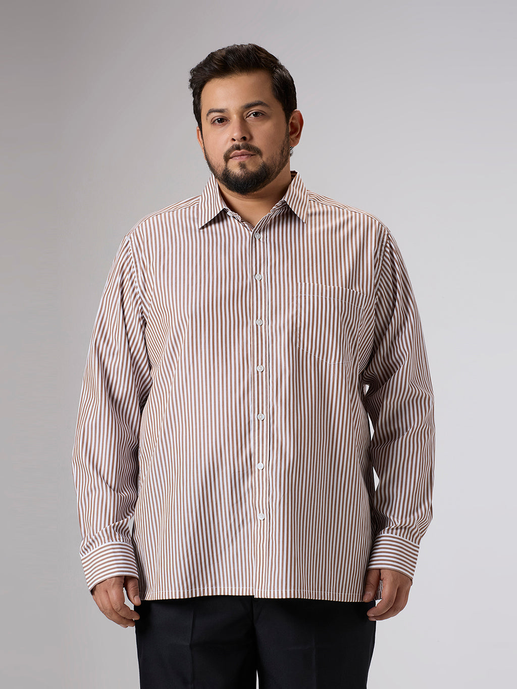 Plus Size Formal Shirt | 4XL - 10XL | 100% Cotton | Brown